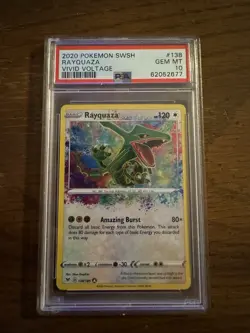 2020 Pokemon Amazing Rare Vivid Voltage 138 Rayquaza PSA 10 Gem Mint - Image 1