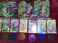 Pokemon Prismatic Evolutions Eeveelutions Costco Tins Promo cards Coins NO PACKS - Image 4