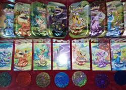 Pokemon Prismatic Evolutions Eeveelutions Costco Tins Promo cards Coins NO PACKS - Image 5