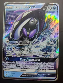 Tapu Fini GX 39/147 Half Art Sun & Moon Burning Shadows Pokemon Card Near Mint - Image 1