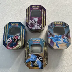 Pokemon TCG Empty Trio Tins Lot Of 4, Mewtwo, Latios, Blastoise & Gyarados - Image 1