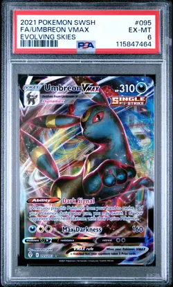 2021 POKEMON SWORD & SHIELD EVOLVING SKIES #095 FULL ART/UMBREON VMAX PSA 6 - Image 1