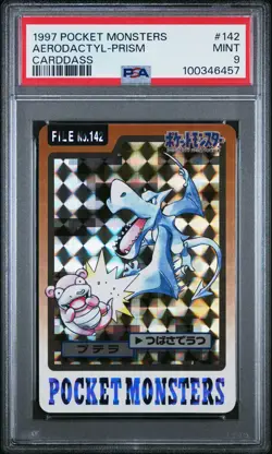 1997 POCKET MONSTERS CARDDASS #142 AERODACTYL-PRISM PSA 9 - Image 1
