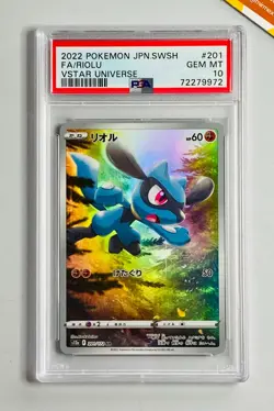 Pokemon PSA 10 Riolu #201 AR Vstar Universe 2022 God Pack Full Art Japanese - Image 1