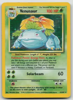 Pokemon TCG Venusaur 15/102 Base Set Holo! HP Condition - Image 1