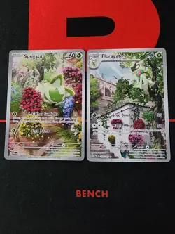 Pokemon Paldea Evolved Sprigatito #196 + Floragato #197 Illustration Rares - Image 1