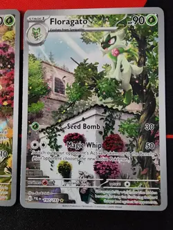 Pokemon Paldea Evolved Sprigatito #196 + Floragato #197 Illustration Rares - Image 3
