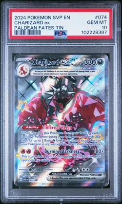 2024 POKEMON SVP EN-SV BLACK STAR PROMO PALDEAN FATES TIN CHARIZARD EX PSA 10 - Image 1