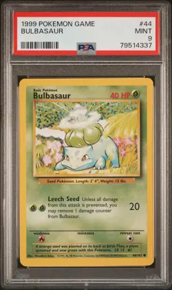 1999 Pokemon Game Bulbasaur 44 PSA 9 - Image 1