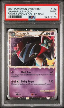 2021 POKEMON SWSH BLACK STAR PROMO CELEBRATIONS COLL #132 DRAGAPULT-HOLO PSA 9 - Image 1