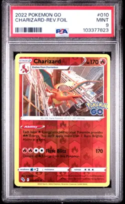 2022 POKEMON GO #010 CHARIZARD-REVERSE FOIL PSA 9 - Image 1