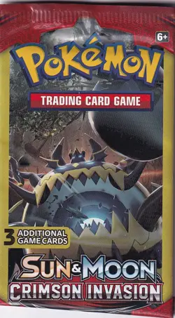 Pokemon Sun & Moon Sealed 3 card bonus Pack Crimson Invasion - Image 1