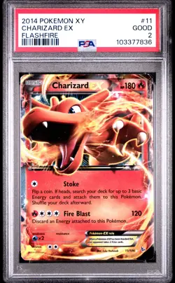 2014 POKEMON XY FLASHFIRE #11 CHARIZARD EX PSA 2 - Image 1