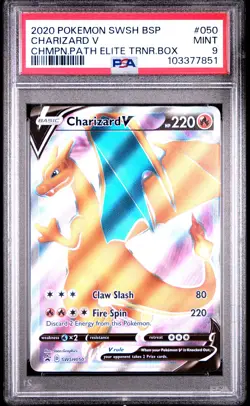 2020 POKEMON SWSH BLACK STAR PROMO #050 CHARIZARD V PSA 9 - Image 1