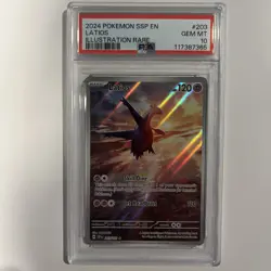 Pokemon Latios TCG Illustration Rare Sv08: Surging Sparks 203/191 PSA 10 GEM MT - Image 1