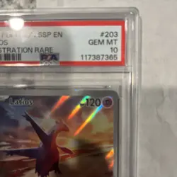 Pokemon Latios TCG Illustration Rare Sv08: Surging Sparks 203/191 PSA 10 GEM MT - Image 2