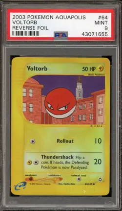 Pokemon Voltorb Aquapolis Reverse Holo #64 PSA 9 Mint - Image 1