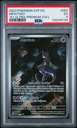 2023 POKEMON SVP EN-SV BLACK STAR PROMO 151 ULTRA-PREM COLL #052 MEWTWO PSA 5 - Image 1