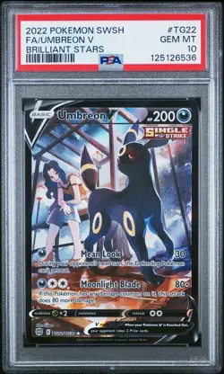 2022 POKEMON SWORD & SHIELD BRILLIANT STARS #TG22 FULL ART/UMBREON V PSA 10 - Image 1