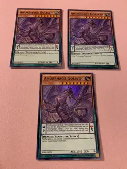 Yu-Gi-Oh! 3x Amorphage Goliath SHVI-EN031 Super Rare 1st Ed Near Mint - Image 1