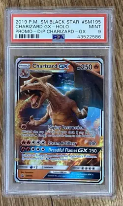 2019 P.M. SM195 Black Star Charizard GX-HOLO Promo Card PSA 9 - Image 1