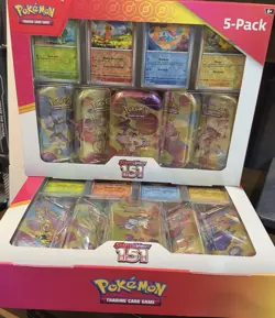 Lot of 2✅ Pokemon Scarlet & Violet 151 5-pack Mini Tins + 4 Promo Cards ✅ Costco - Image 1