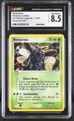 CGC 8.5 Heracross 2004 EX Hidden Legends 7/101 Reverse Holo Pokemon Card - Image 1