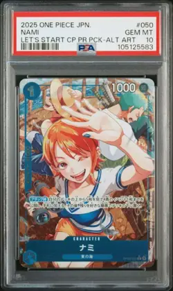 PSA 10 NAMI ONE PIECE CARD OP09-050 PARALLEL LET'S START CAMPAIGN PROMO From JP - Image 1