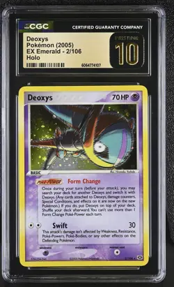 CGC 10 PRISTINE Deoxys 2005 EX Emerald 2/106 Holo Pokemon Card - Image 1