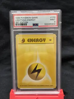 Lightning energy PSA 9 MINT 1st ed Base Shadowless Pokemon card 1999 WOTC - Image 1