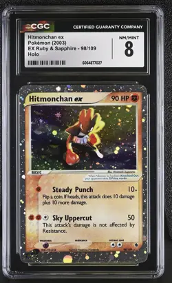 CGC 8 Hitmonchan ex 2003 EX Ruby & Sapphire 98/109 Holo Pokemon Card - Image 1