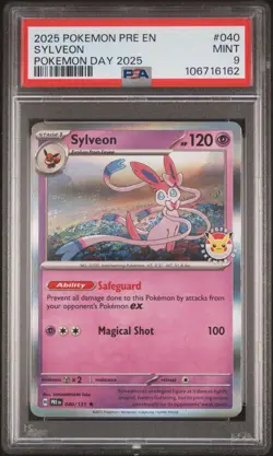 PSA 9 2025 Pokemon Day Stamped Sylveon 040/131 Holo Foil Exclusive Promo Card - Image 1