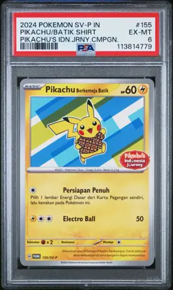 2024 POKEMON INDONESIAN SV-P PROMO #155 PIKACHU IN BATIK SHIRT PSA 6 - Image 1