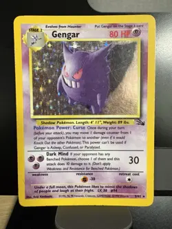 Pokemon TCG Gengar Fossil Holo Card 5/62 Unlimited Rare, LP Vintage - Image 1