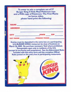 PokeTrivia Card #86 SEEL, Pokemon Movie Scene 6 on Reverse - Burger King 1999 - Image 4
