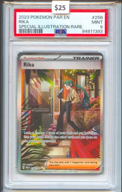 Rika 2023 Pokemon PAR EN #258 PSA 9 Mint Special Illustration Rare Trainer Card - Image 1