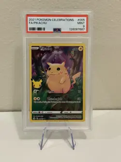 PSA 9 MINT PIKACHU Celebrations #005 FULL ART Pokemon Card 5/25 TCG - Image 1