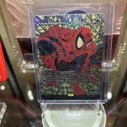 Magic The Gathering Spider-Man Arachnogenesis FOIL BODERLESS MYTHIC 0031 NM - Image 1