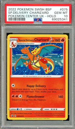 2022 Pokemon Center UK Special Delivery Charizard SWSH075 Promo Holo PSA 10 - Image 1