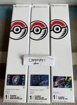 LOT OF 3 Pokemon Center OMOCAT Garchomp, Salamence, & Midnight Agent Playmat NEW - Image 1
