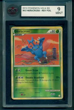 2010 Pokemon Heracross #43 Heartgold & Soulsilver Reverse Holo KSA 9 Mint - Image 1
