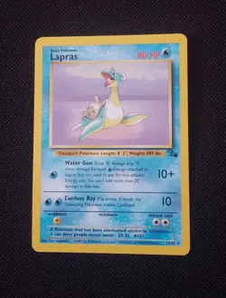 Pokemon Red Logo Fossil 3rd Print Lapras 25/62 1999 2000 Raw - Image 1