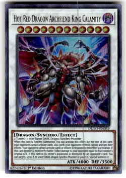 Yugioh Hot Red Dragon Archfiend King Calamity DUPO-EN059 Ultra Rare 1st Ed NM - Image 1