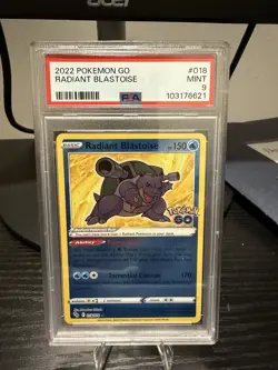 Pokemon Go Radiant Blastoise Holo Card 018/078 PSA 9 Mint - Image 1