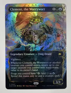 Clement, The Worrywort Borderless Raised Foil Bloomburrow MTG Magic - Image 1