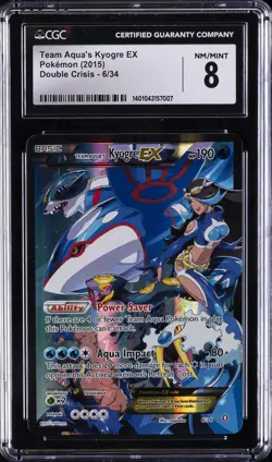 2015 POKEMON DOUBLE CRISIS #6/34 TEAM AQUA'S KYOGRE EX CGC 8 - Image 1