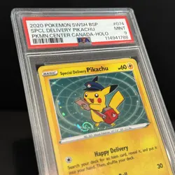 Special Delivery Pikachu Pokemon Center Canada Promo SWSH074 PSA 9 HUGE SWIRL - Image 1