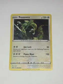 Pokemon Rayquaza SWSH029 Sword & Shield Cosmos Holo Black Star Promo SWIRL NM - Image 1