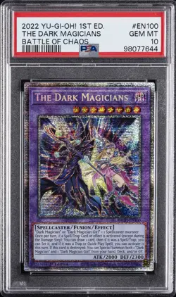 2022 YU-GI-OH! BACH-BATTLE OF CHAOS 1ST ED #EN100 THE DARK MAGICIANS PSA 10 - Image 1