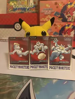 Machop Machoke Machamp No.066 067 068 Prism Carddass 1997 Bandai Japanese Cards - Image 1